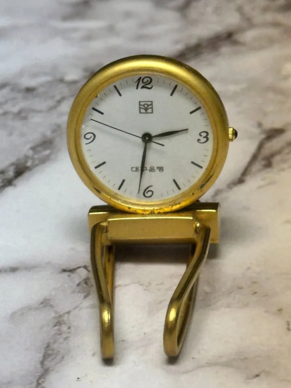 Money Clip Watch Gold Tone Men White Dial Round 30MM New Battery